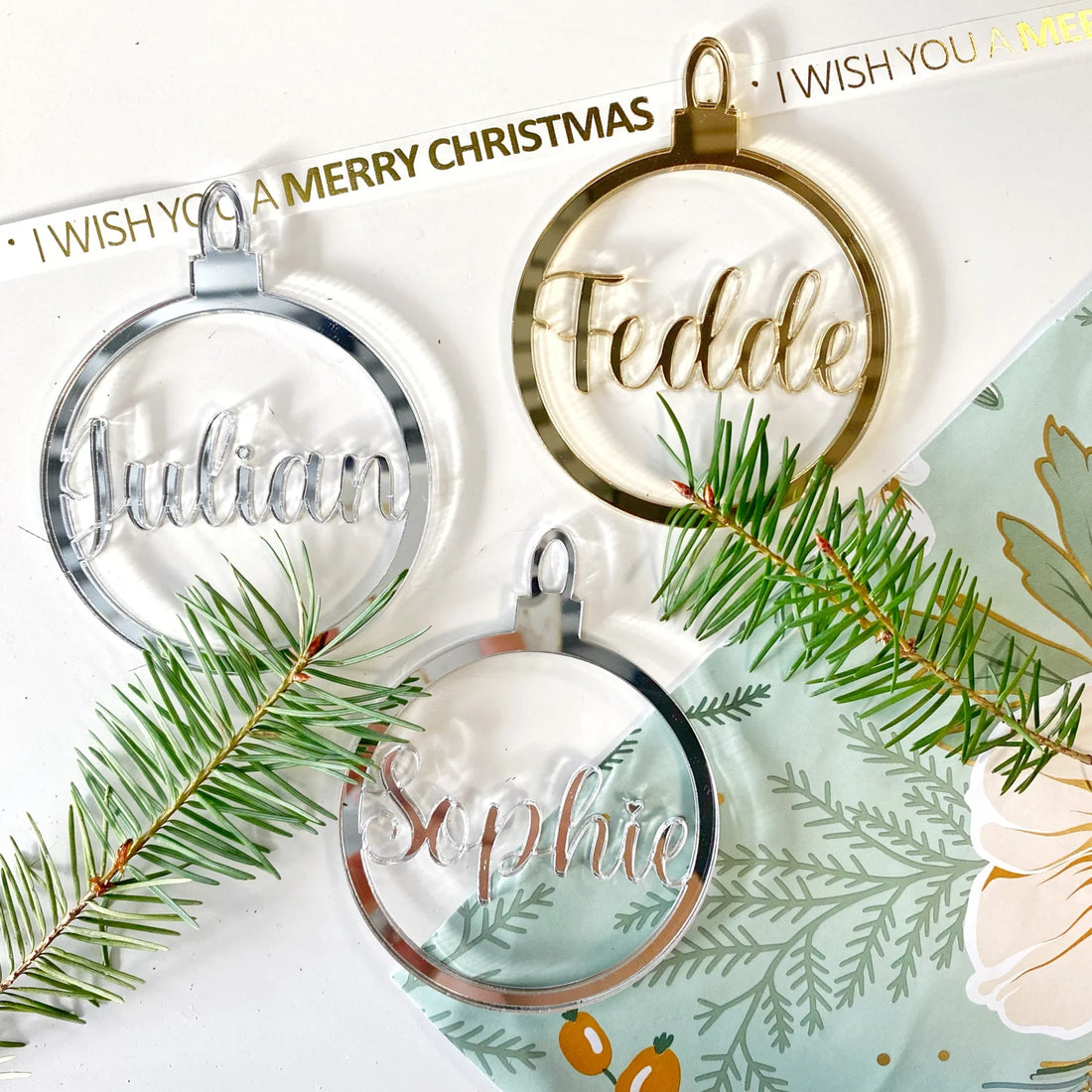 Kerstbal met naam | plexiglas hanger