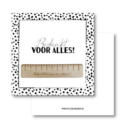 Kaart met houten liniaal | bedankt voor alles